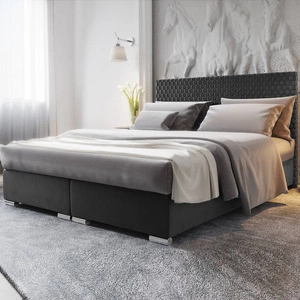 Boxspringbett Fargo 180x200 grau Bett im modernen skandinavischen Stil mit markantem Kopfteil