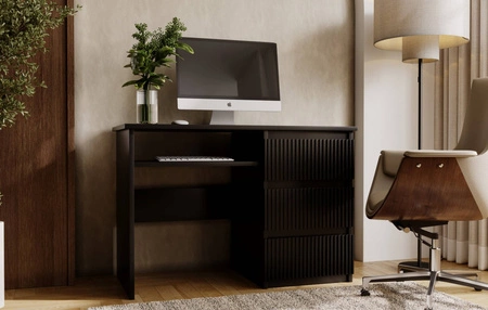 Schreibtisch mit Schubladen Flexi 110 cm schwarz vielseitiger Schreibtisch mit der Möglichkeit, Schubladen auf beiden Seiten zu installieren dekorative geriffelte Fronten