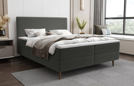 Boxspringbett Totti 140x200 graphit stilvolles Bett mit Bettzeug Lagerung dreidimensionalen Stoff mit ausdrucksvollen Streifen