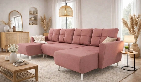 Ecksofa mit Schlaffunktion Felicie U Lachsfarbe stilvolles und elegantes Ecksofa das zu den skandinavischen Stilrichtungen passt