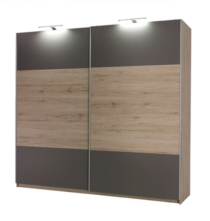 Schiebeschrank Dione 225 cm san remo light / ash modernes Design und ABS-Finish idealer Kleiderschrank für Schlafzimmer oder Ankleidezimmer