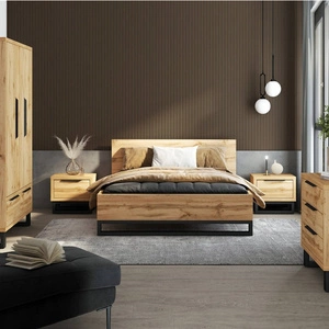 Schlafzimmermöbel-Set Halle S Eiche wotan universal Farben Schlafzimmermöbel-Set mit interessantem Design im Loft-Stil