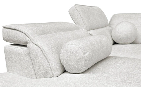 Ecksofa mit Schlaffunktion Viano VII creme links modisches und stilvolles Ecksofa mit verstellbaren Kopfstützen Zierkissen