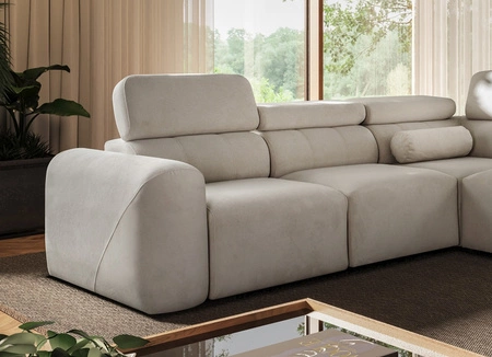 Ecksofa mit Schlaffunktion Cantare III Lux beige linke Seite stilvolles und bequemes Ecksofa für Wohnzimmer mit Lift Fußstütze