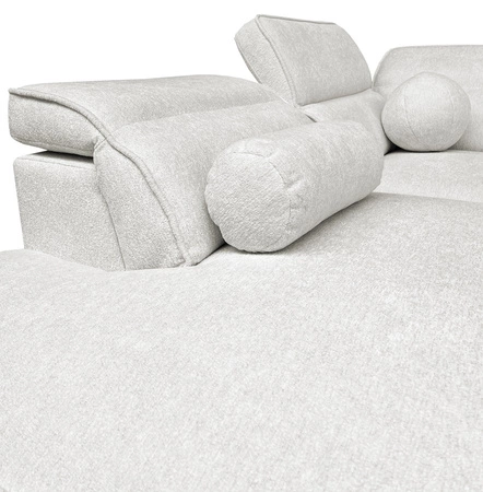 Ecksofa mit Schlaffunktion Viano VII grau Esche links trendiges und stilvolles Ecksofa mit verstellbaren Kopfstützen Zierkissen