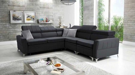 Ecksofa mit Schlaffunktion Rava IV graphit rechts Samt Komfort während der täglichen Ruhe Bettzeug Container