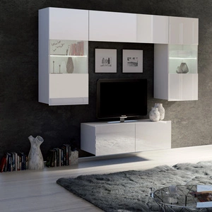 Apulia X weiß glänzend Eine besonders stilvolle Schrankwand mit schlichten Möbelstücken, die sich in jede Einrichtung einfügt