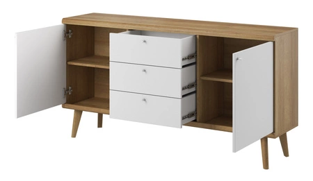 Primo Hängeschrank Eiche Riviera / weiß modernes Design Kante mit Spezialfurnier eingefasst leises Schließsystem