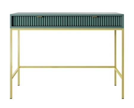 Konsolentisch Lovro pastellgrün mit Schubladen ein stilvolles und funktionelles Möbelstück für den Flur, das Wohnzimmer oder das Büro, goldfarbener Rahmen