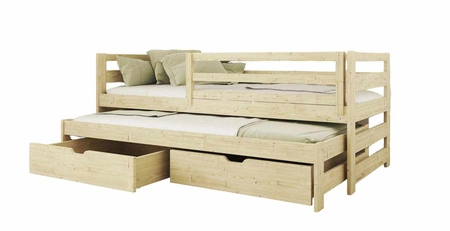 Kinderbett Tori 80x190 cm Kiefer 2-Personen-Ausziehbett für Kinderzimmer Massivbauweise Kinderbett aus massivem Kiefernholz