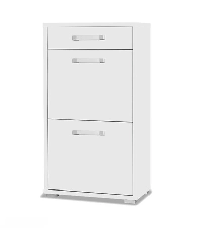 Schuhschrank Maximus 55 cm Weiß modernes Design Schrank mit Schublade auf Rollenführungen Kanten des Schranks mit spezieller ABS-Folie veredelt