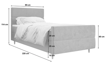 Boxspringbett Benet 90x200 türkis Bett im modernen skandinavischen Stil mit gepolstertem Kopf- und Fußteil und Staukasten
