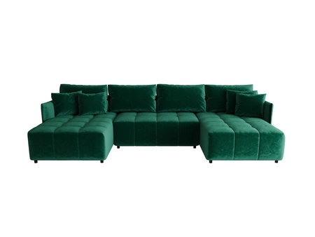 Schlafsofa Oroso U Flasche grün Bettwäsche Container Samtstoff mit hydrophober Beschichtung dekorative Steppung