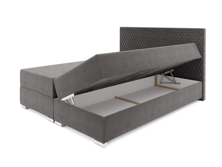 Boxspringbett Fargo 180x200 grau Bett im modernen skandinavischen Stil mit markantem Kopfteil
