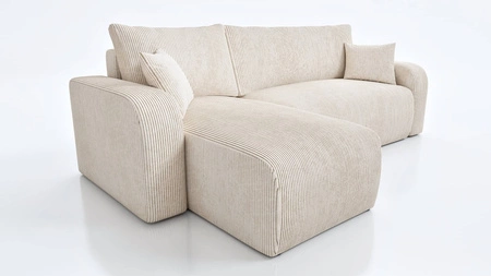 Ecksofa mit Schlaffunktion Fiesta elfenbein universal Ecksofa für Wohnzimmer Cordstoff Bettzeug-Container