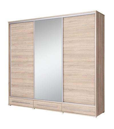 Schiebeschrank Hajfa 255 cm Eiche sonoma moderner Design-Schrank mit Spiegel Korpus aus 22 mm starker Platte