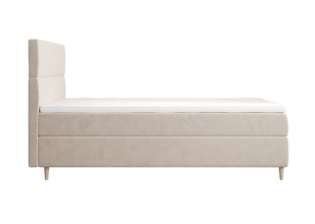 Boxspringbett Bing 100x200 beige im modernen skandinavischen Stil mit gepolstertem Kopfteil Bett mit Staukasten