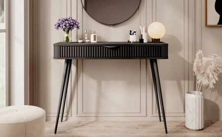 Lante schwarz Konsole mit Schublade stilvolle und funktionale Schminktisch gebogene solide Form geriffelte Vorderkante Griffe