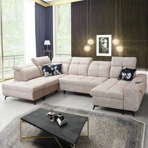 Ecksofa mit Schlaffunktion Buffalo VI beige rechte Seite funktionelles und stilvolles Ecksofa mit drei Bettkästen