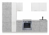 Toni 290 cm weiß / heller Beton Küchen-Set mit Arbeitsplatte sieht toll aus in modernen Interieurs