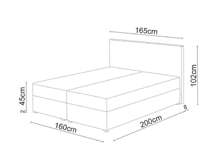Continentalbett Flint 160x200 grau im modernen skandinavischen Stil mit gestepptem Kopfteil