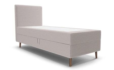 Boxspringbett Totti 80x200 elfenbeinfarbenes stilvolles Bett mit Bettzeugablage dreidimensional gestreifter Stoff