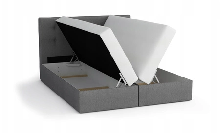 Boxspringbett Luton 160x200 dunkelblau Bett im modernen skandinavischen Stil mit markantem Kopfteil