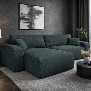 Ecksofa mit Schlaffunktion Fiesta XL grau universal Ecksofa mit Bettzeugstauraum stilvoller Cordstoff