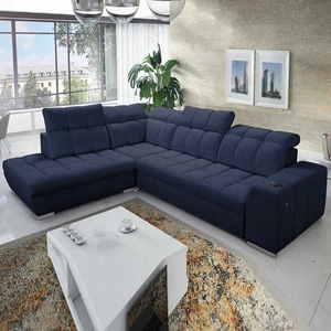 Ecksofa mit Schlaffunktion Luigi VII marineblau links bequemes Ecksofa in modernem Design