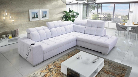 Ecksofa mit Schlaffunktion Luigi VII Esche grau rechte Ecke bequemes Schlafsofa in moderner Form