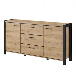 Kommode Aktiv 180 cm Eiche taurus/schwarz stylisches Design Kommode im Industriestil schwarze Metallgriffe