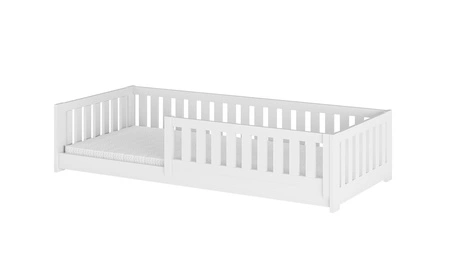 Holzbett Felipo 70x160 cm weißes Kiefernholz Kinderbett niedrige und stabile Konstruktion sorgt für Sicherheit