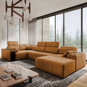 Ecksofa mit Schlaffunktion Tesalia IV honey right komfortables Ecksofa für den Wohnbereich mit innovativer Schiebefunktion der Rückenlehne