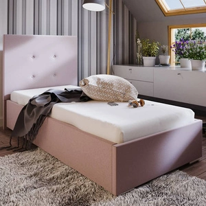 Bejar Polsterbett 90x200 puderrosa mit Kopfteil im modernen Stil ideal für Jugendzimmer oder kleine Schlafzimmer