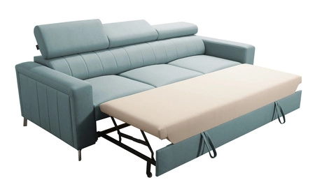 Sofa mit Schlaffunktion Savona grau Esche bequemes Sofa für Wohnzimmer bietet Komfort während der Ruhe verstellbare Kopfstützen