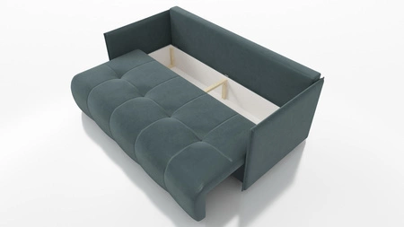 Sofa mit Schlaffunktion Selva dunkelbeige Funktionssofa für das Wohnzimmer mit Bettzeugbehälter aus Stoff mit Plüschoberfläche