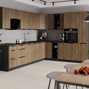 Brianza Eckküchenmöbel-Set 310x250 cm Metallkantengriffe Schränke sehen in modernen Interieurs toll aus