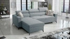 Ecksofa mit Schlaffunktion Savona arctic blue links elegantes Ecksofa mit verstellbaren Kopfstützen Ziernähte 