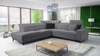 Ecksofa mit Schlaffunktion Kelly Sleek IX grau linkes elegantes Ecksofa mit bequemen Armlehnen und verstellbaren Kopfstützen