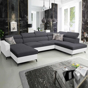 Ecksofa mit Schlaffunktion Savona VI graphit / weiß links komfortables Ecksofa für das Wohnzimmer mit zwei Bettkästen