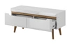 RTV Schrank Atka 107 cm weiß / weiß glänzend / Eiche riviera moderner Designschrank im skandinavischen Stil ideal für Wohnzimmer und Wohnbereich