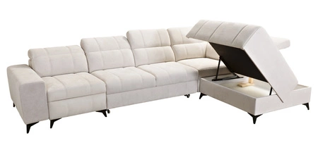 Ecksofa mit Schlaffunktion Penejos XI Lux lachsfarben rechts stilvolles Ecksofa mit bequemer ausziehbarer Fußstütze