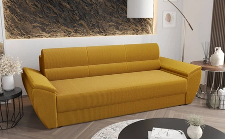 Sofa Fogu Bis Honig-Gelb stilvolles Sofa mit bequemen Armlehnen Cord-Polsterung Stoff Bettwäsche Container