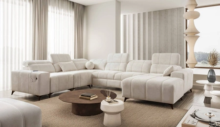 Ecksofa mit Schlaffunktion Penejos VIII creme rechts stilvolles Ecksofabett aus strapazierfähigem Stoff