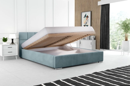 Polsterbett Costa 180x200 hellblau stilvolles Bett mit Bettzeugablage komfortables Kopfteil besticht durch sein elegantes Design