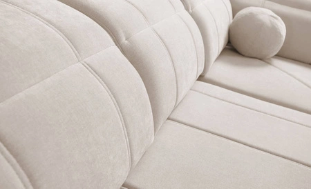 Ecksofa mit Schlaffunktion Cetara VII beige rechte Seite Hochwertiges Ecksofa für das Wohnzimmer mit bequemer Schiebelehne