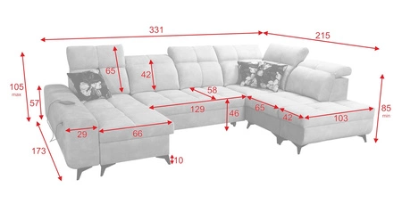 Buffalo VI Ecksofa mit Schlaffunktion gelb links funktionelles und stilvolles Ecksofa mit drei Bettkästen