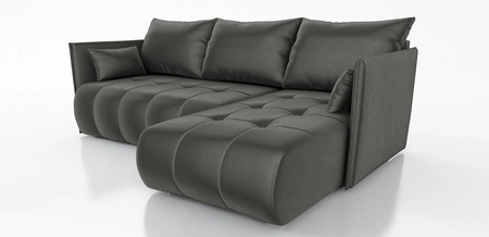 Ecksofa mit Schlaffunktion Selva grau universal seite Ecksofa mit Bettkasten komfortabler und weicher Samtstoff