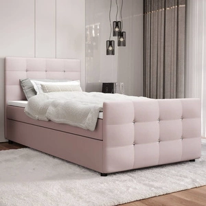 Boxspringbett Kansas 100x200 puderrosa Bett im modernen skandinavischen Stil mit gepolstertem Kopf- und Fußteil