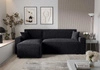 Ecksofa mit Schlaffunktion Brandon Bis schwarz linke Seite weicher Stoff mit charakteristischer Schlingenoberfläche Bettzeugbehälter